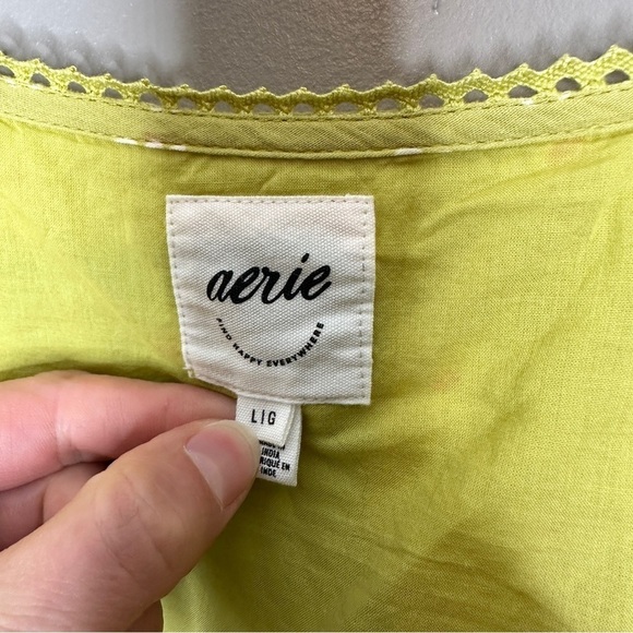 Aerie Rock N’ Ruffle Lime green floral print mini dress - Picture 4 of 7